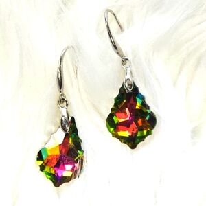 NIP Multi Color Sparkly Tear Drop Dangle Earrings